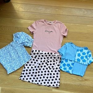 SHEIN girls’ tops and matching skirt outfit. Sizes 11-12Y and 12-13Y.
